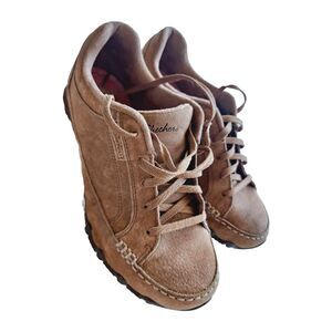 Skechers Womens Relaxed Fit Air-Cooled Memory Foam Sneakers Size 7 Tan